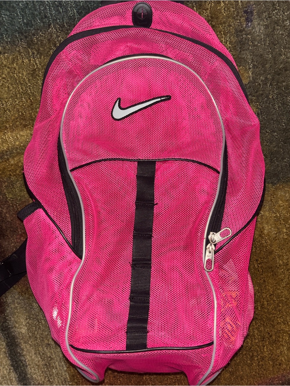 Nike Hot Pink Mesh Backpack with White Swoosh